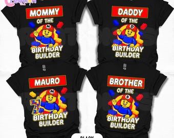 Custom Birthday Builder Shirt, Personalized Building Blocks Birthday Shirt, Birthday Toddler Blocks Tee, Gift for kids, All sizes HL149
