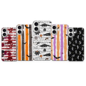 Cute Halloween Phone Case, Ghost Bat, Gift Cover for iPhone 17 Pro Max, 16e, 15, 14, 12 & Samsung S26 Ultra, S24 FE, A56, Pixel 10 XL, 9a, 8