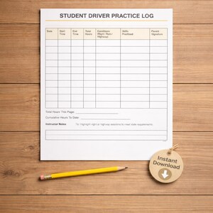 Student Driving Log Bundle, 4 sheets Teen Driving Hours Tracker (Instant Download)