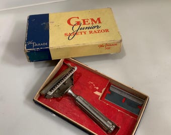Vintage Gem Junior Shaving Safety Razor The Parade With Box And Blade