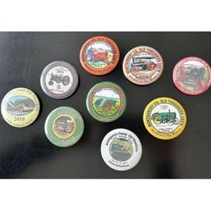 Vtg Tractor Pull Pins 9 Threshers Assoc. Lapel buttons Missouri
