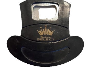 Vtg Bottle Opener Promotional Budweiser Select Beer Top Hat Barware RARE Black