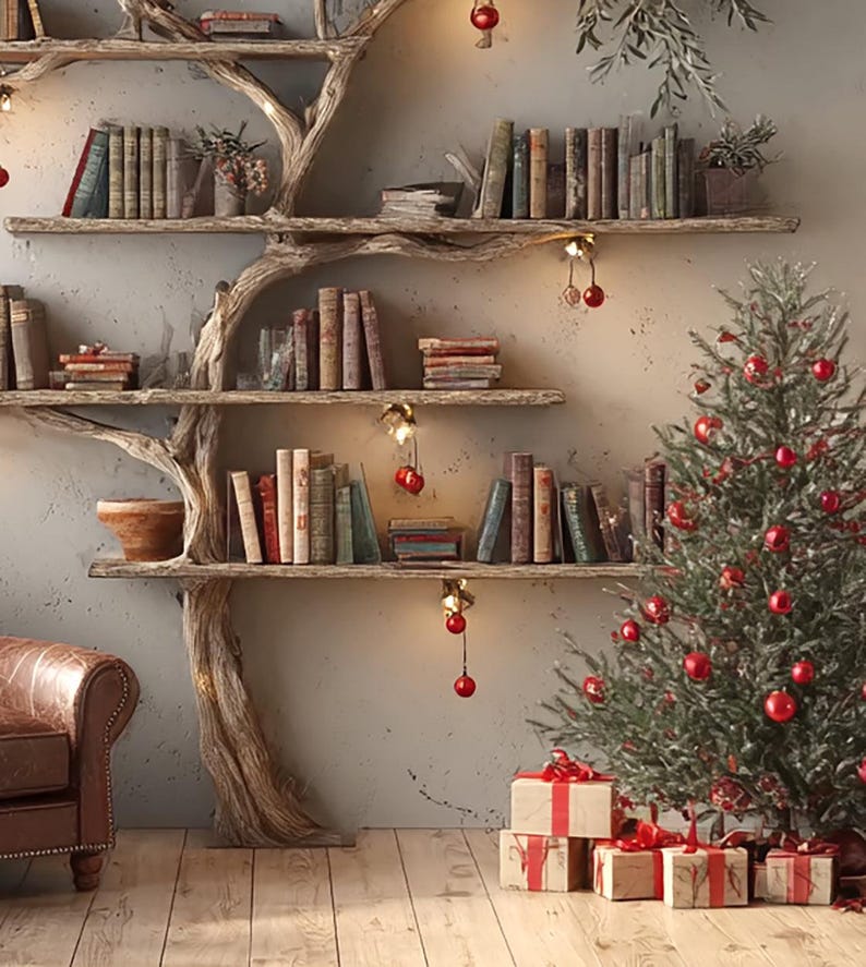 Tree Branch Bookshelf – Floating Wooden Wall Shelf Live Edge Design ...