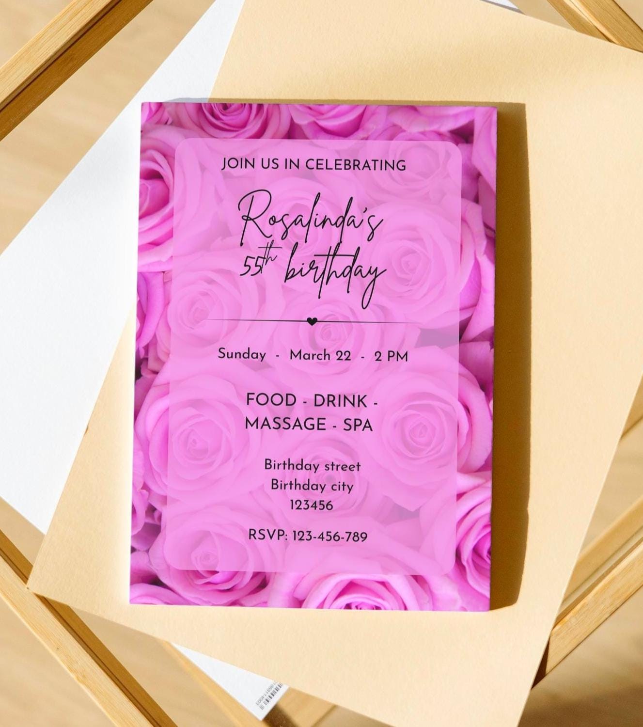 Invit Rose Pink Roses Birthday Invitation Template, Floral Milestone Invite ...