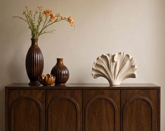 Credenza arcuata in noce, mobile buffet in stile metà secolo, mobile TV moderno