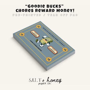 Kids Incentive System, Chores And Good Behavior Reward Money, Kids Cash, Tear Off Pad Play Money, 50 Pages, 5 Goodie Bucks