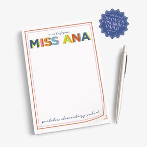 Blocco note personalizzato di alta qualità per insegnanti, articoli di cancelleria con monogramma, regalo di fine anno scolastico, blocco note personalizzato con pagine a strappo