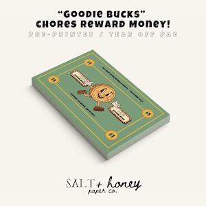 Kids Incentive System, Chores And Good Behavior Reward Money, Kids Cash, Tear Off Pad Play Money, 50 Pages, 1 Goodie Buck