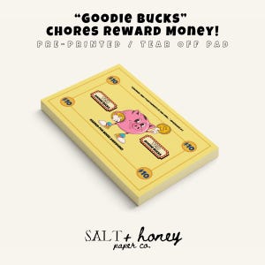 Kids Incentive System, Chores And Good Behavior Reward Money, Kids Cash, Tear Off Pad Play Money, 50 Pages, 10 Goodie Bucks