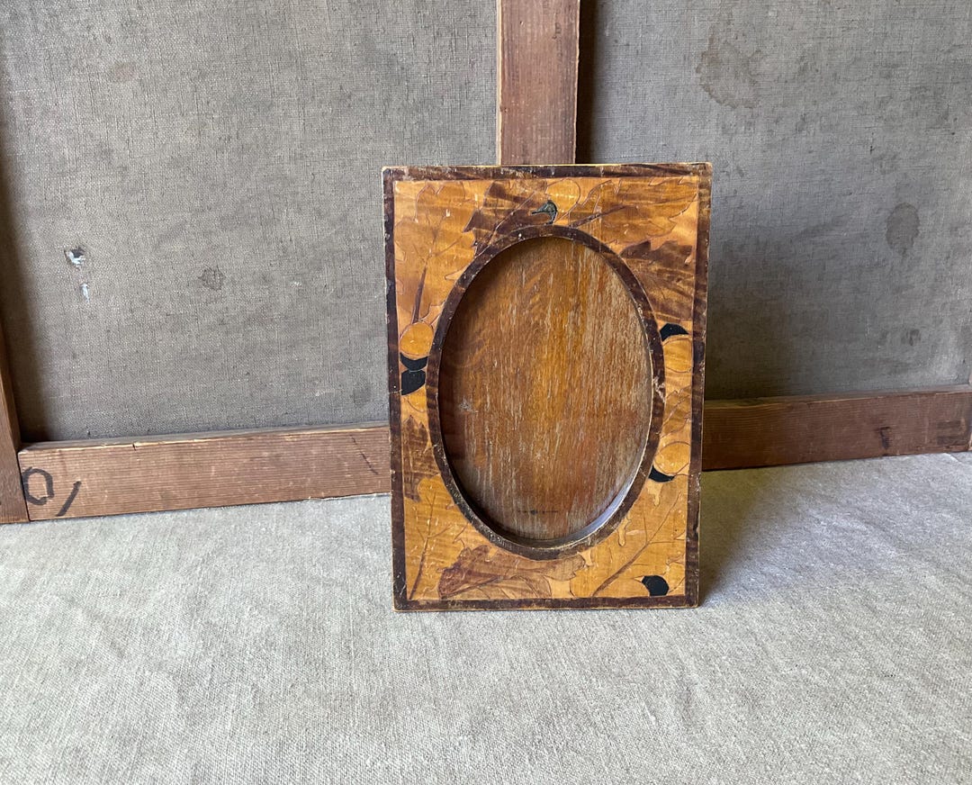 French Vintage Wooden Frame, Handmade Pyrography, Frame for Photo, With ...