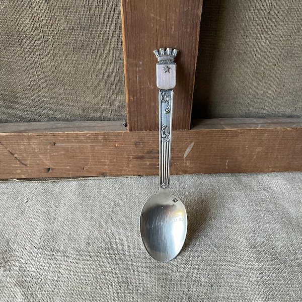 vintage silver sterling little spoon, engraved, Aix les Bains, Souvenir