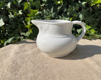 French vintage white jug, porcelain pitcher, 19th handmade, shabby chic style