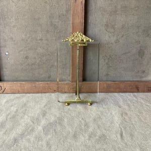 French vintage frame in brass with golden deco, 19th, Handmade, beveled glass with large chips, rusty