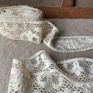 Frans vintage kant, handgemaakt, gestreept, wit, shabby-chique stijl, 340 inch