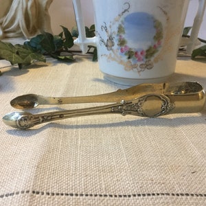 French vintage Sugar Tongs in silver sterling with flowers 19th with stamp Minerve