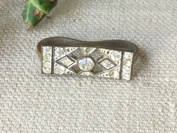 French vintage small buckle in strass, dress orna… - image 1