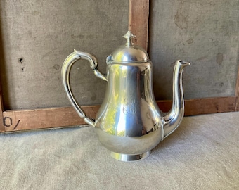 Christofle,  silvered coffee pot, French vintage jug, 19th handmade, initial LPB