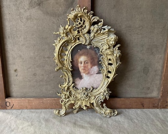 Fine Antique French Gilded Bronze and Champleve Enamel Photograph
