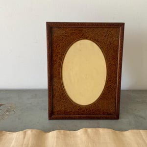 French vintage large photo frame, Handmade, colored glass, painted wood