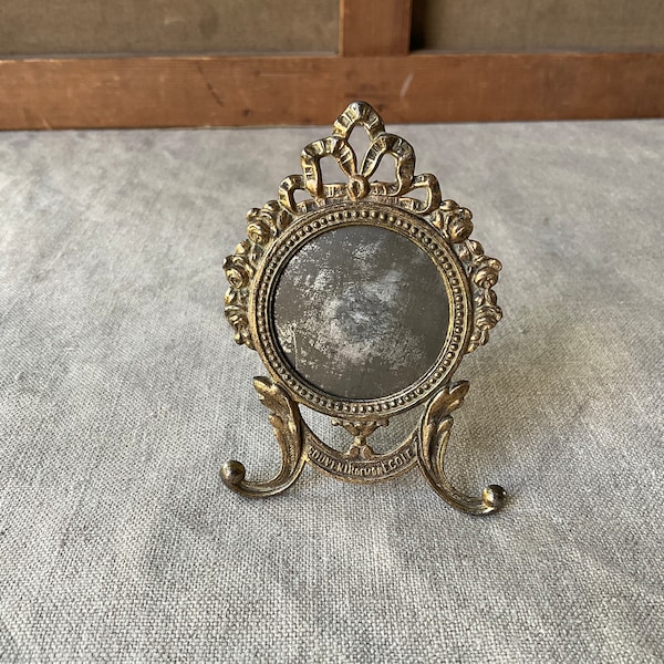 French vintage very small frame in metal, tiny, knot & ribbon, handmade