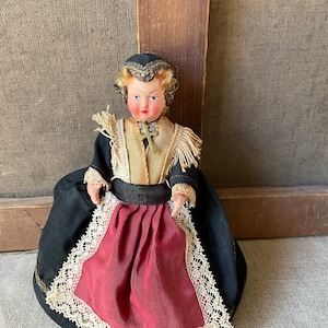 French Vintage Doll, small Regional doll, handmade
