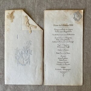 Französische Vintage Menükarte in Papier, 1900, 3.Januar Diner