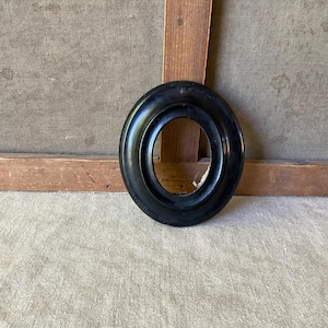 French vintage small black frame in wood, 19th oval frame for photo, painting, handmade, no glass