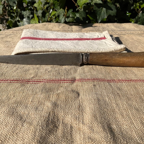 French vintage large knife, in horn and steel, 19th, handmade