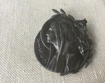 French vintage religious medal , pious medal
