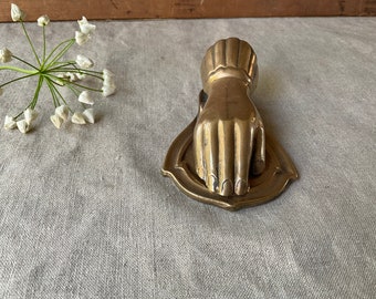 Franse vintage bronzen hand, gouden, vintage paperclip, postclip, handgemaakt 1900