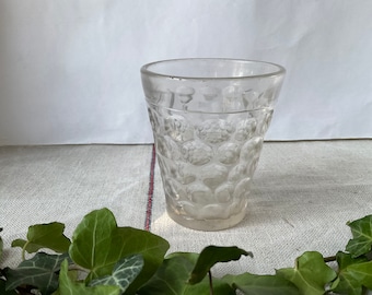 French vintage glass, one handmade goblet, pressed molded glass, thick and very rustic