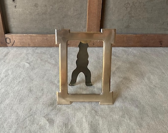 French vintage small photo frame, in brass, 19th handmade, with glass, scratches, chips