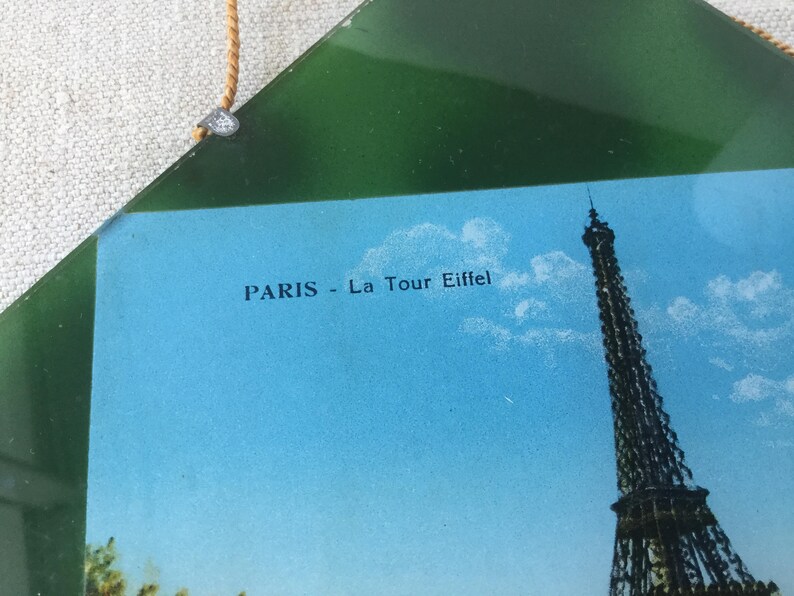 French vintage Paris La Tour Eiffel 19th Vintage post card Ephemera under glass antique Souvenir from Paris
