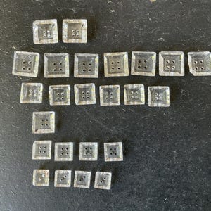 Bottoni vintage francesi in vetro, fatti a mano, varie misure, schegge, quadrati