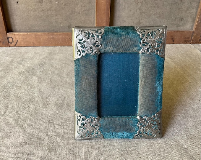 Short Frame French Vintage Small Frame for Photo, Napoleon 3 Frame, Blue Velvet and ...