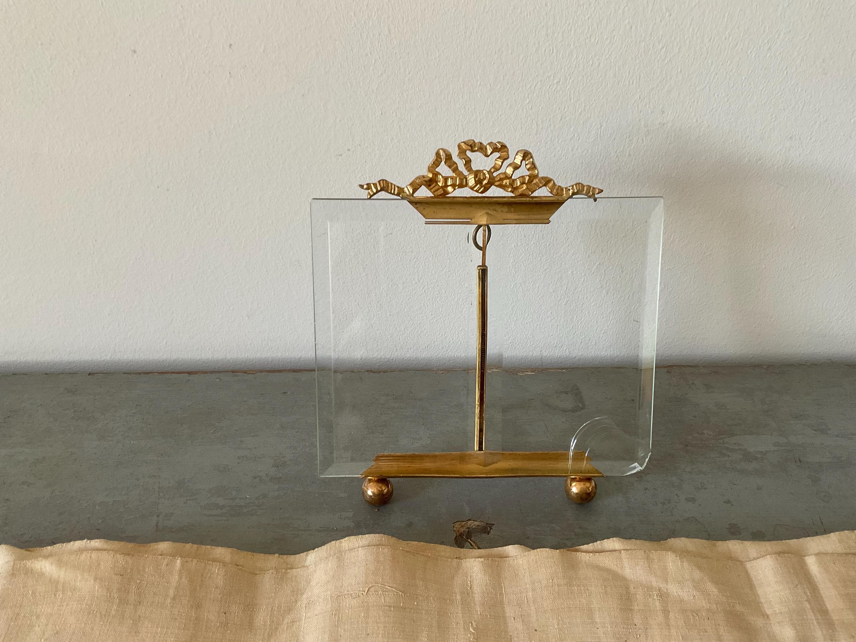 Antique French Beveled Glass Brass Frame - Etsy