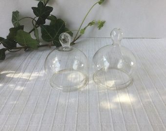 Französische vintage 2 medizinische Saugnäpfe aus dünnem Glas 18/19, Handarbeit, mundgeblasen