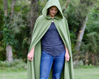 Olive Green Linen Cloak