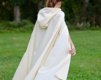 Cream Cloak - Cotton, Hooded