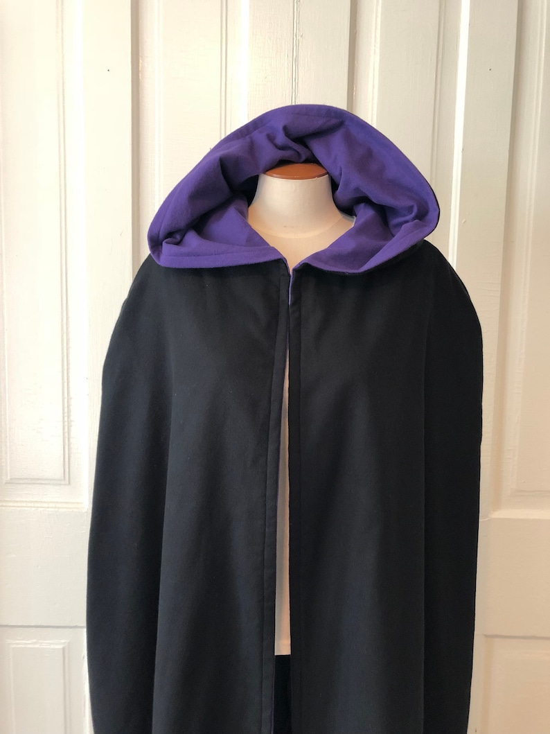 Black/Purple Reversible Hooded Cloak image 4