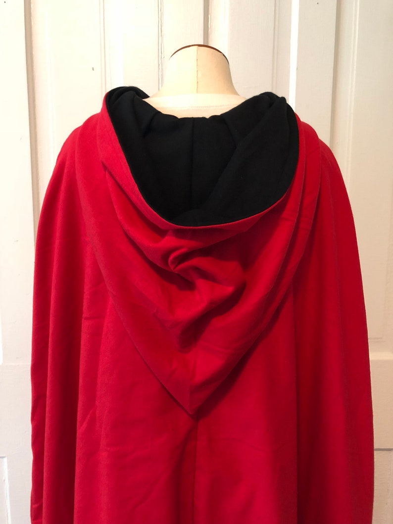 Red/Black Reversible Hooded Cloak image 6