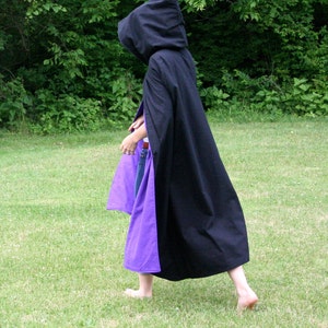 Black/Purple Reversible Hooded Cloak image 2