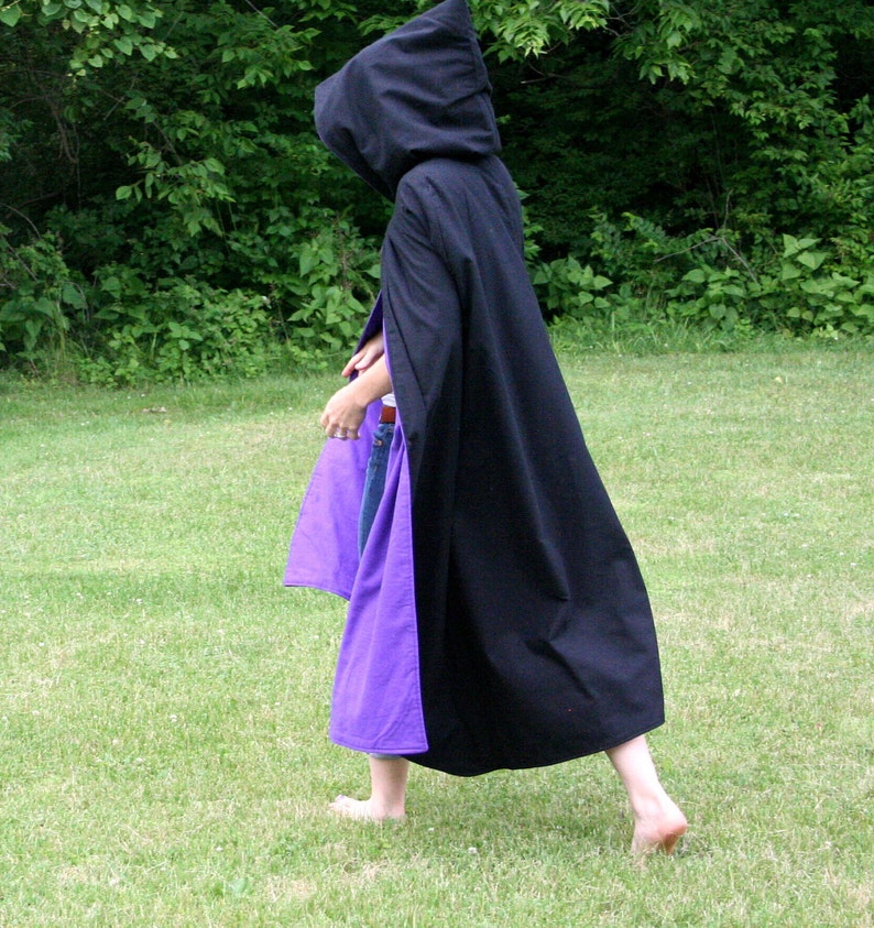 Black/Purple Reversible Hooded Cloak image 2