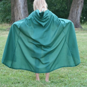 Dark Green Youth Cloak Cotton, Hooded image 2