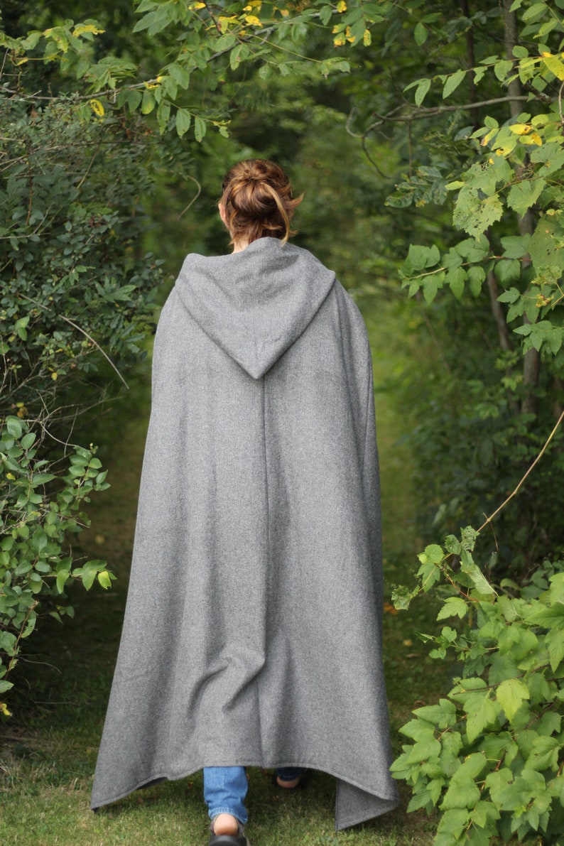 Gray/Black Herringbone Cloak Flannel Hooded image 4