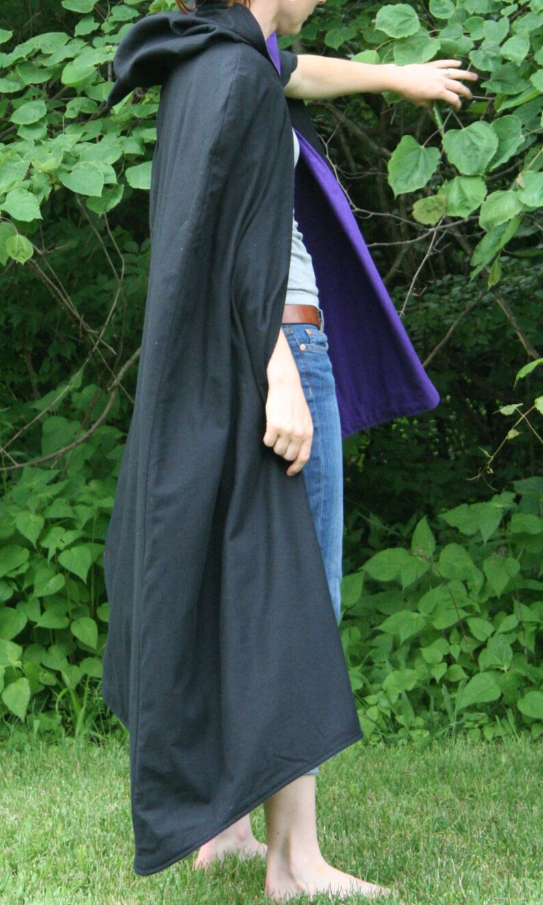 Black/Purple Reversible Hooded Cloak image 1