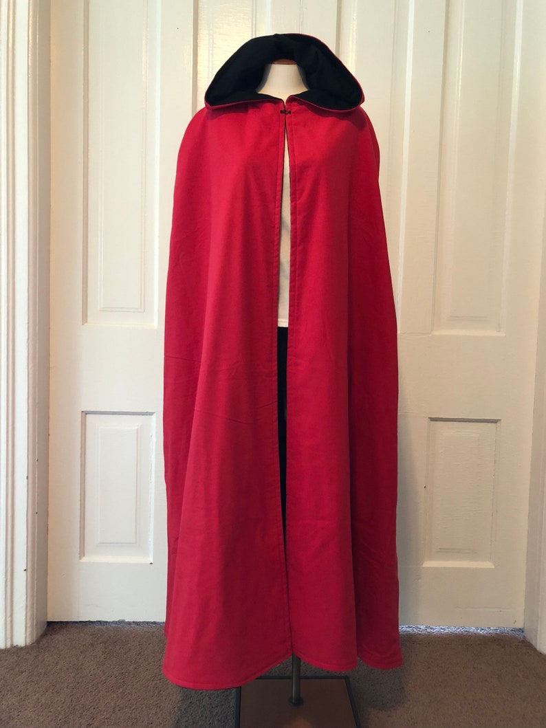 Red/Black Reversible Hooded Cloak image 8