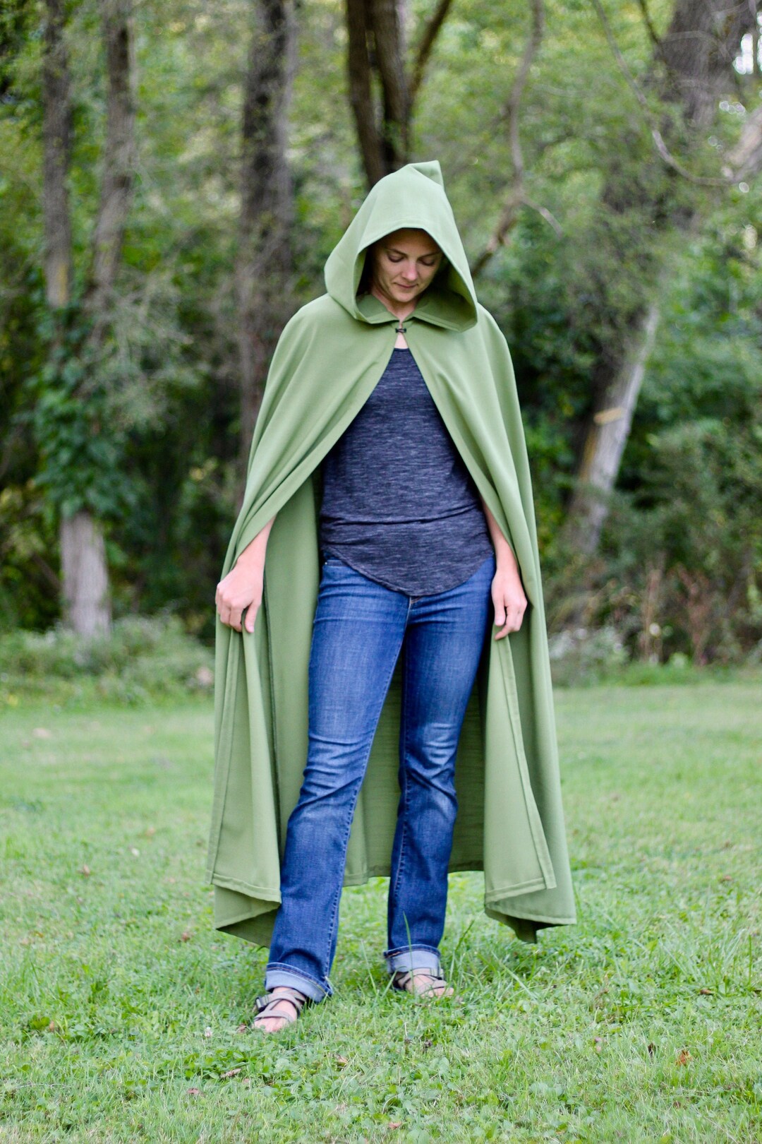 Olive Green Linen Cloak - Etsy
