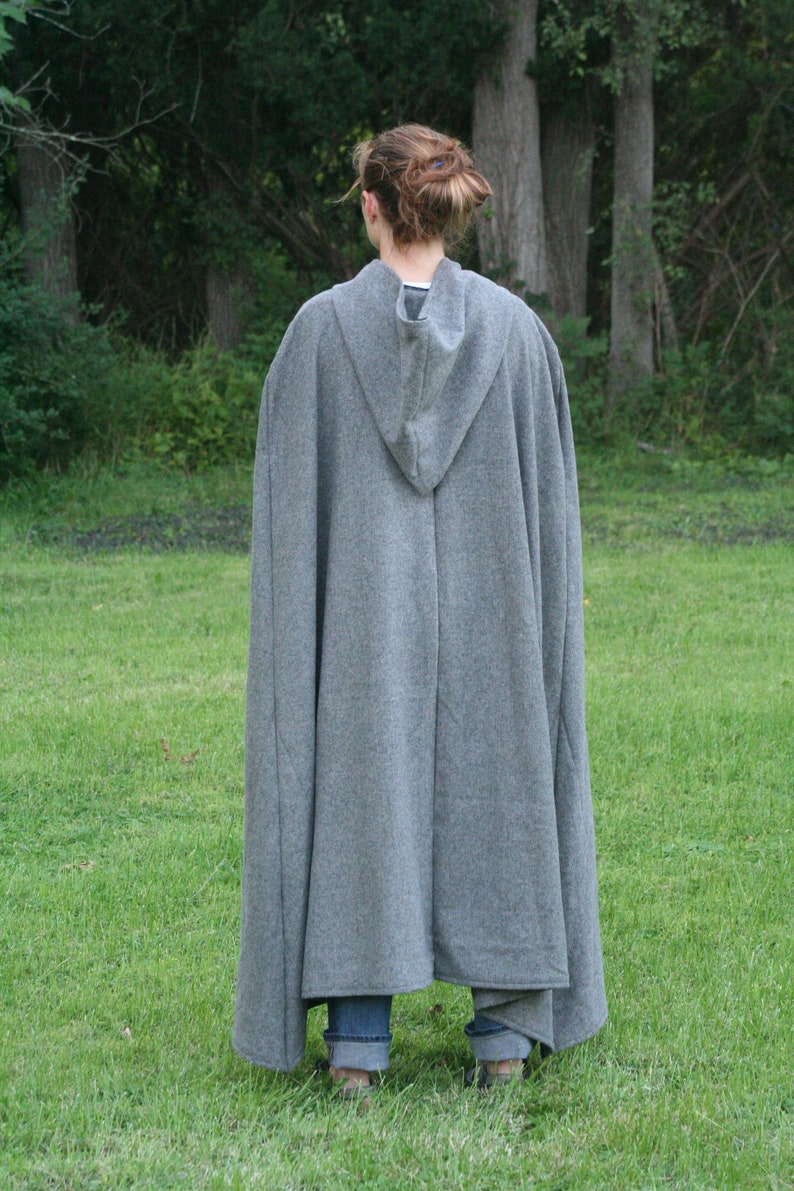 Gray/Black Herringbone Cloak Flannel Hooded image 8