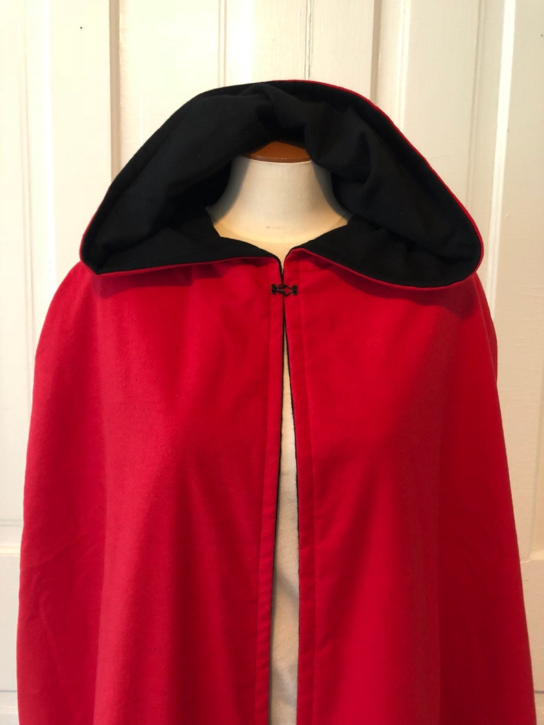 Red/Black Reversible Hooded Cloak image 4